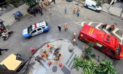 Bombeiros socorrem trabalhador terceirizado da Light após choque elétrico no bairro do Leme.