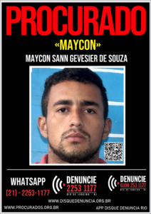 cartaz de foragido por tentativa de feminicídio divulgado pelo Disque Denúncia