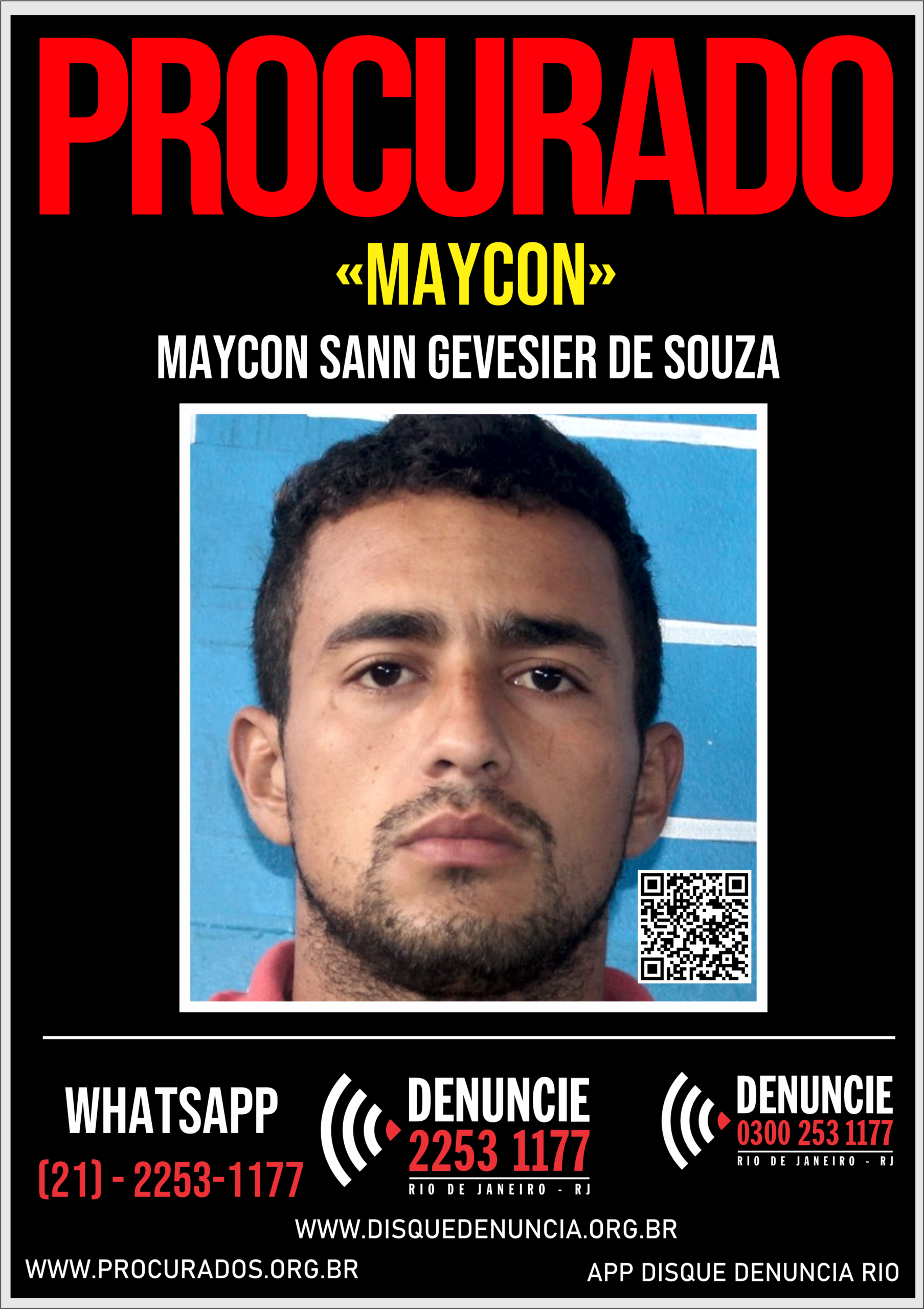 cartaz de foragido por tentativa de feminicídio divulgado pelo Disque Denúncia