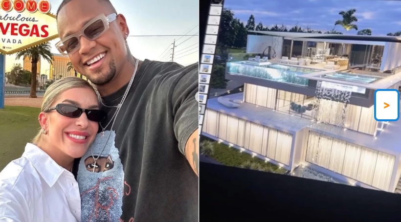 Léo Santana e Lore Improta exibem mansão luxuosa com piscina suspensa