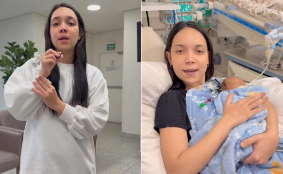 Filho de Vitória Souza passa por segunda cirurgia abdominal e segue internado na UTI