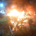 Ônibus pega fogo no Viaduto Saint Hilaire e causa congestionamento na Zona Sul do Rio